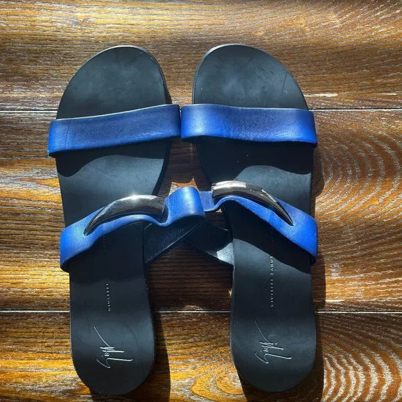 Giuseppe Zanotti Men’s Sandals Black - Size 14 Giuseppe Zanotti Homme Zak flat sandals black with silver on  main image 2